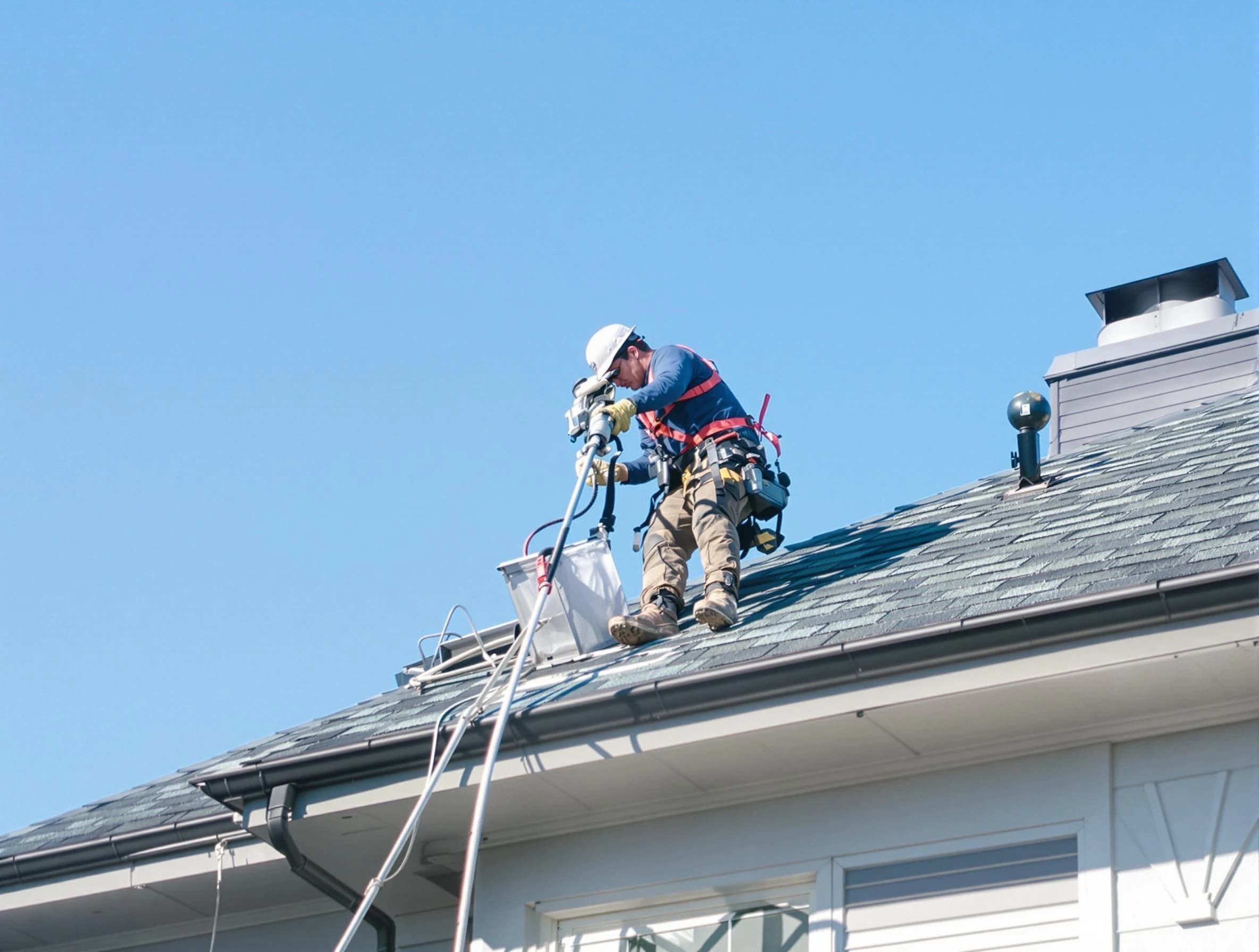 Todd Creek Dryer Vent Cleaning certified technician cleaning a roof-mounted dryer vent system in Todd Creek
