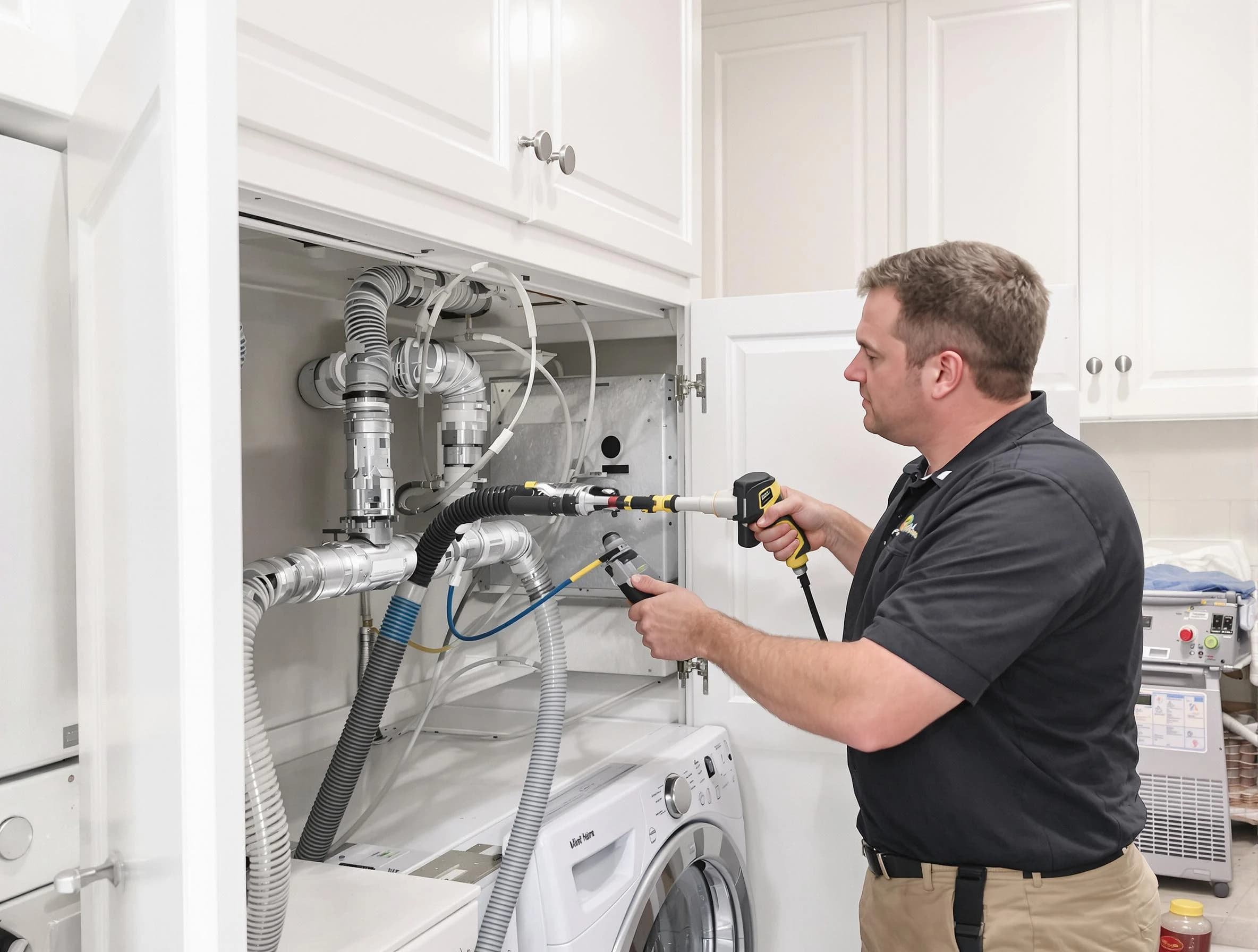 Todd Creek Dryer Vent Cleaning professional removing severe blockage from a clogged dryer vent in Todd Creek