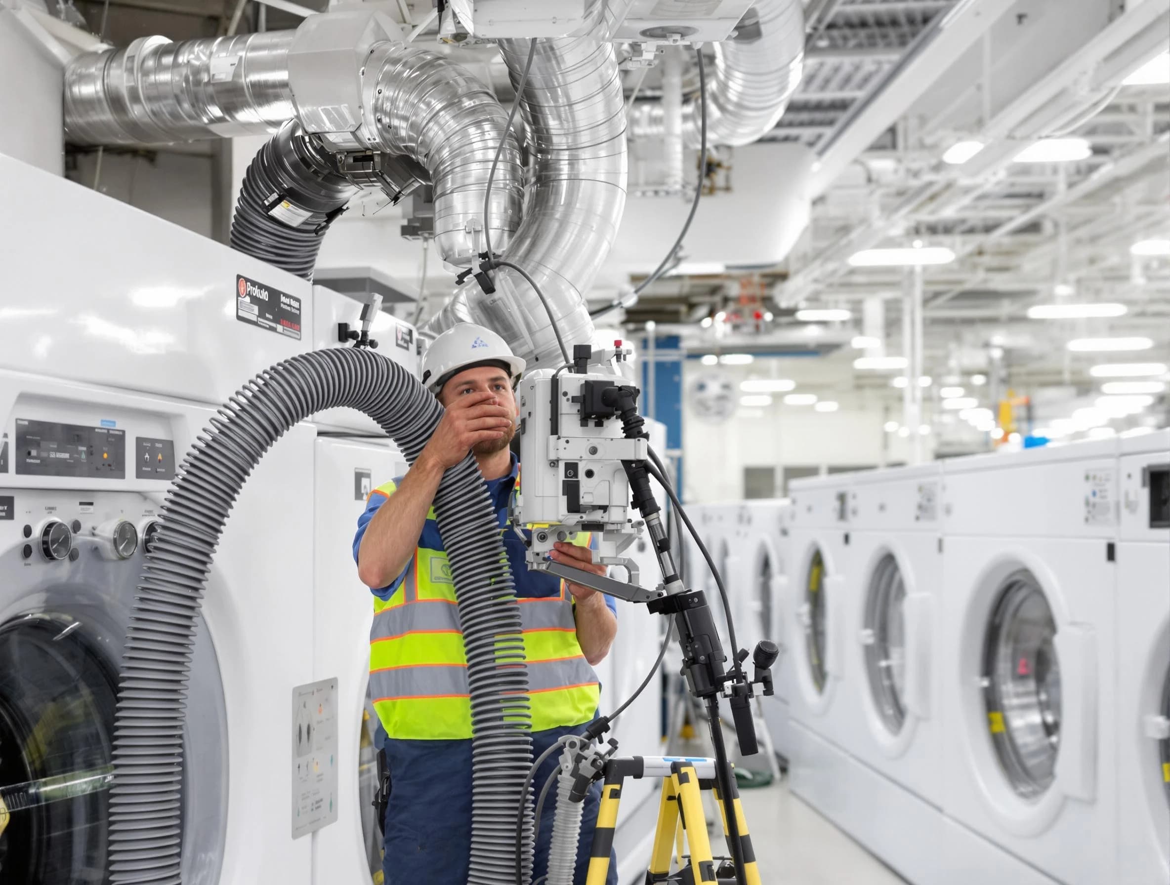 Todd Creek Dryer Vent Cleaning team performing commercial-grade dryer vent cleaning at a business facility in Todd Creek