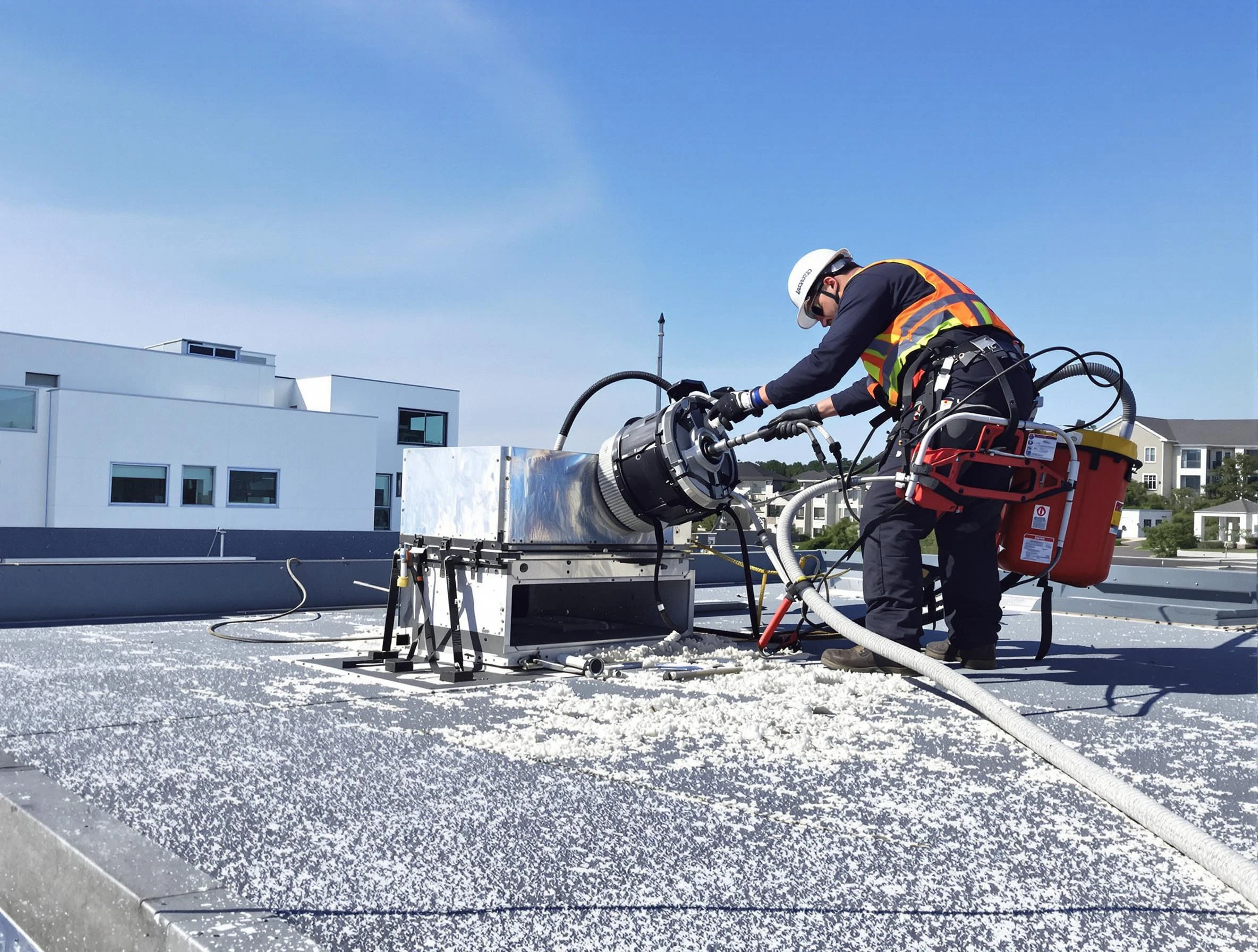 Cleaning Dryer Vent On Roof in Todd Creek